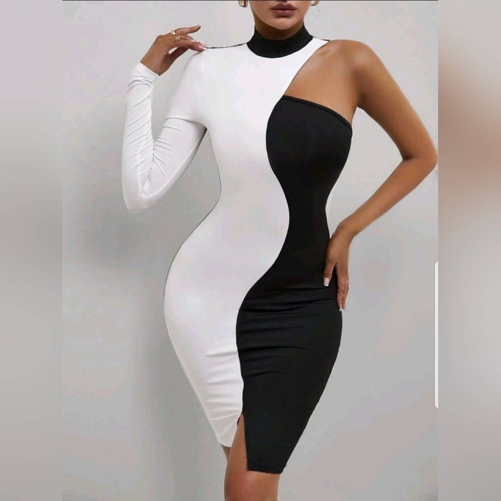 Elegant Black and White Women's Dress